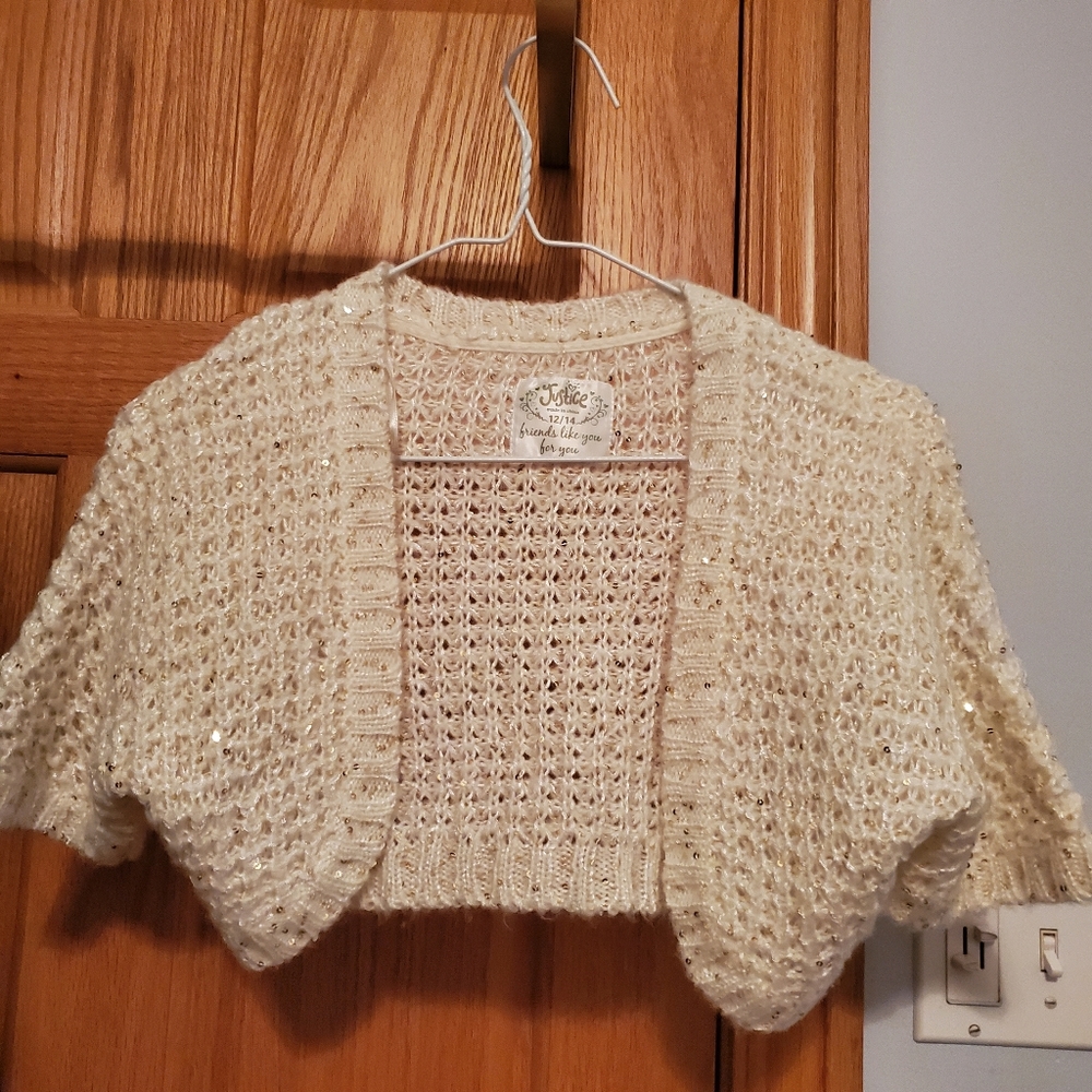 Justice Sequence White Shawl Cardigan